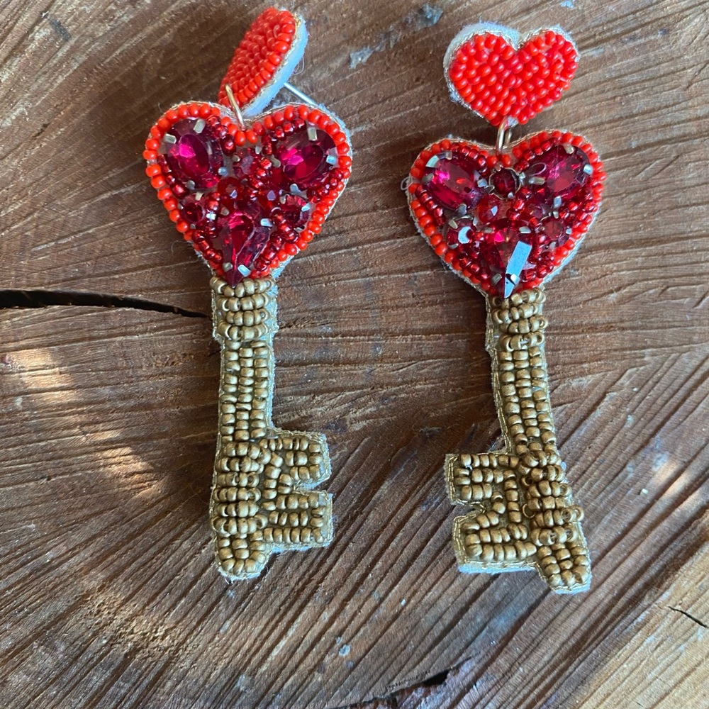 Seed Bead Valentine Earrings